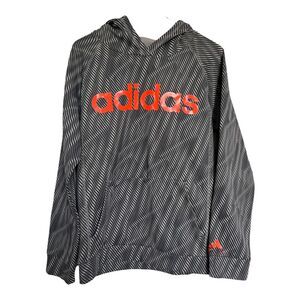 Adidas Athletic Boy's Hoodie Helix Vibe‎ Fleece Lined Gray Print  Sz XL 18/20